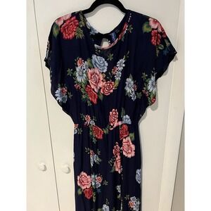 Floral Maxi Dress in Navy and Red
